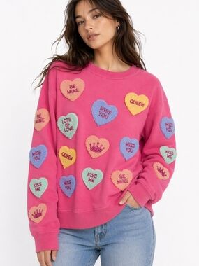 NWT "Better/Together" Heart Patch Pullover Sweatshirt Size Large